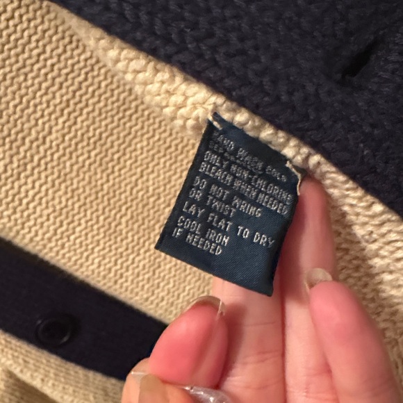 Ralph Lauren Beige and Navy Knit Cardigan - Picture 4 of 6